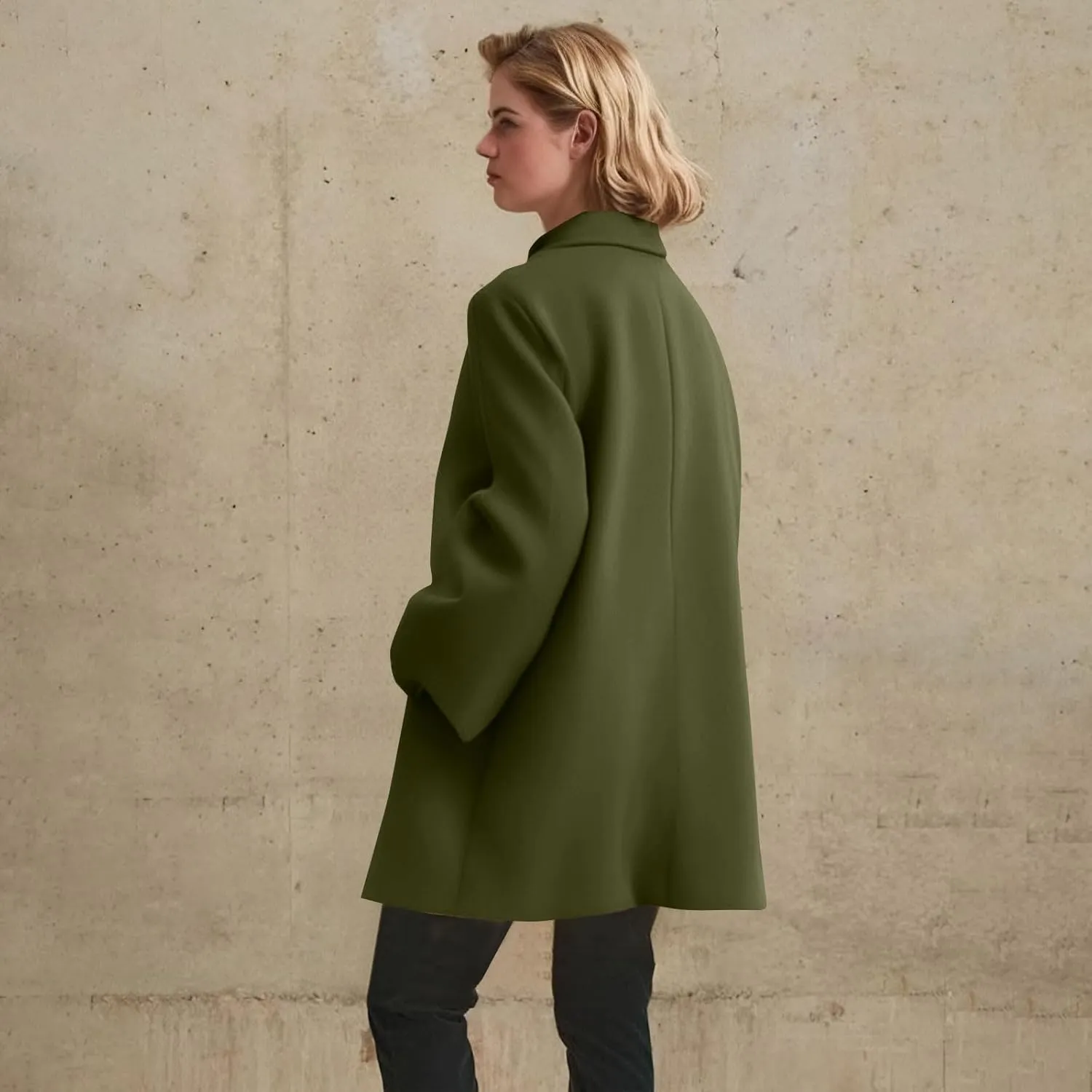 Women Winter Wool Blend Mid-Long Coat Notch Single -Breasted Lapel Jacket Outwear Ladies Warm Solid Thicken Overcoat