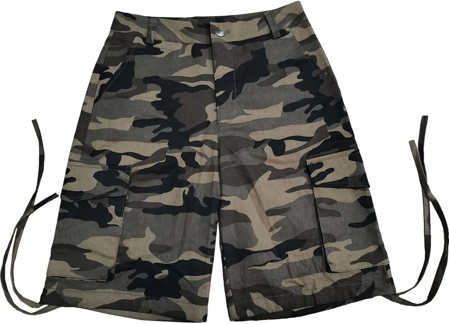 Womens Bermuda 7" Shorts Camo Print Elastic Waist Pocketed Casual Shorts Summer Fashion Workout Cargo Shorts for Ladies
