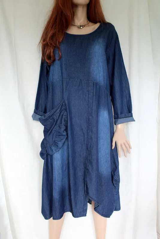 Womens Italian Cotton Denim Dress