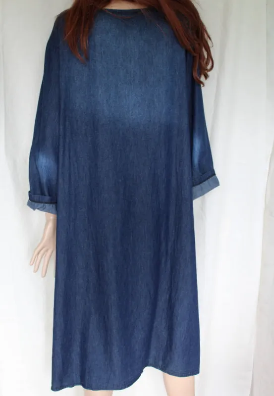 Womens Italian Cotton Denim Dress