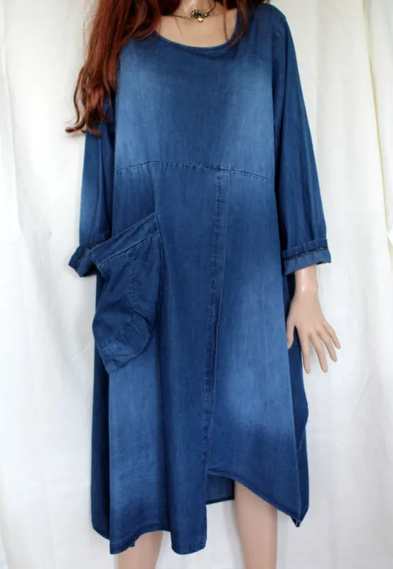 Womens Italian Cotton Denim Dress
