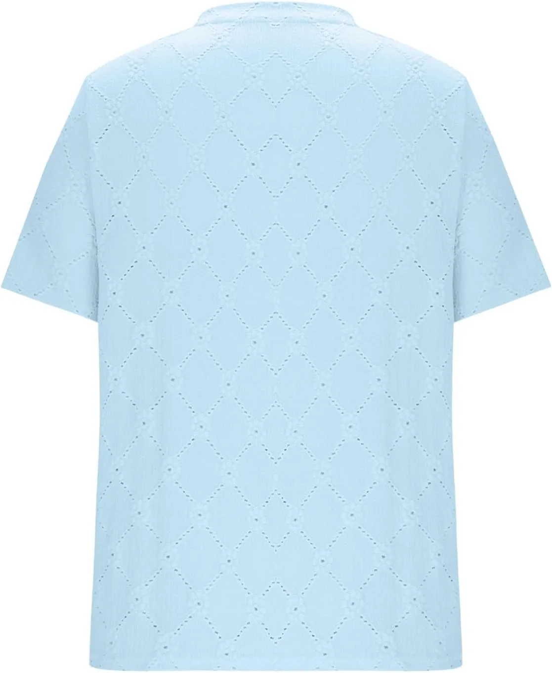 Women's Summer Tops Casual Crew Neck Short Sleeve Eyelet Embroidered Hollow Out Blouses Loose Fit Shirts