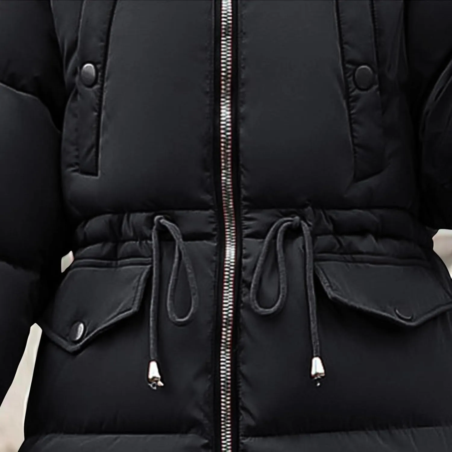 Womens Winter Coats 2024 Thicken Warm Puffer Jackets Long Sleeve Thermal Heavy Down Coat Parka with Faux Fur Hood
