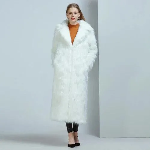 ZADORIN High Street Luxury Long Faux Fur Coat Women Vintage Slim Red Pink Faux fur Coats Fluffy Jacket Women Pele